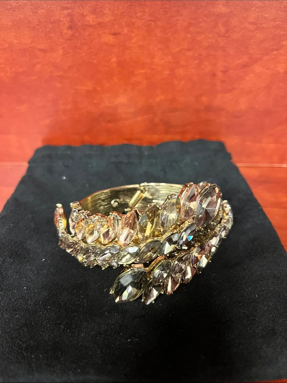 Banana Republic Gold-tone Marquise Crystal Cuff Bracelet